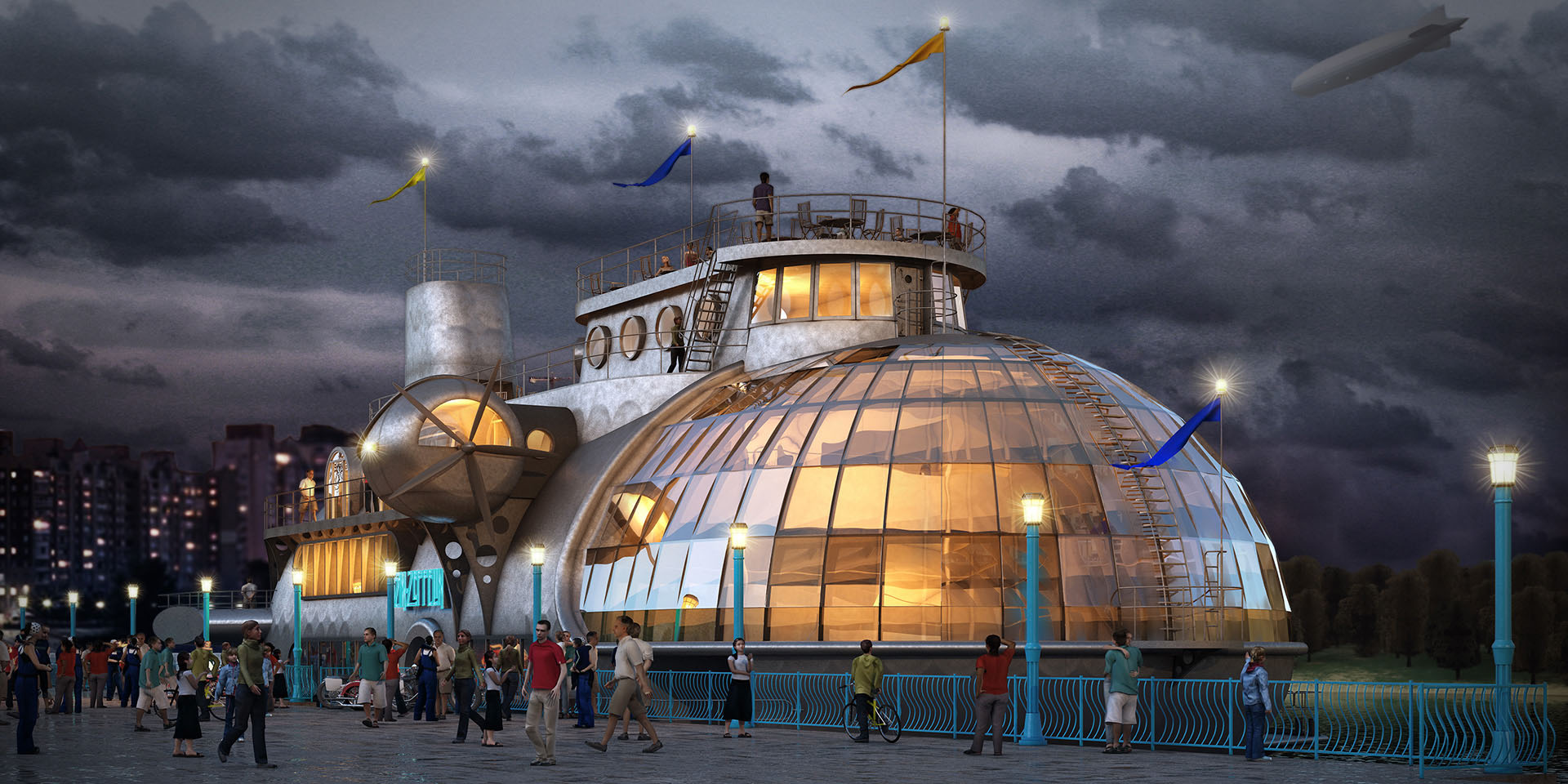 Berth-connected ship